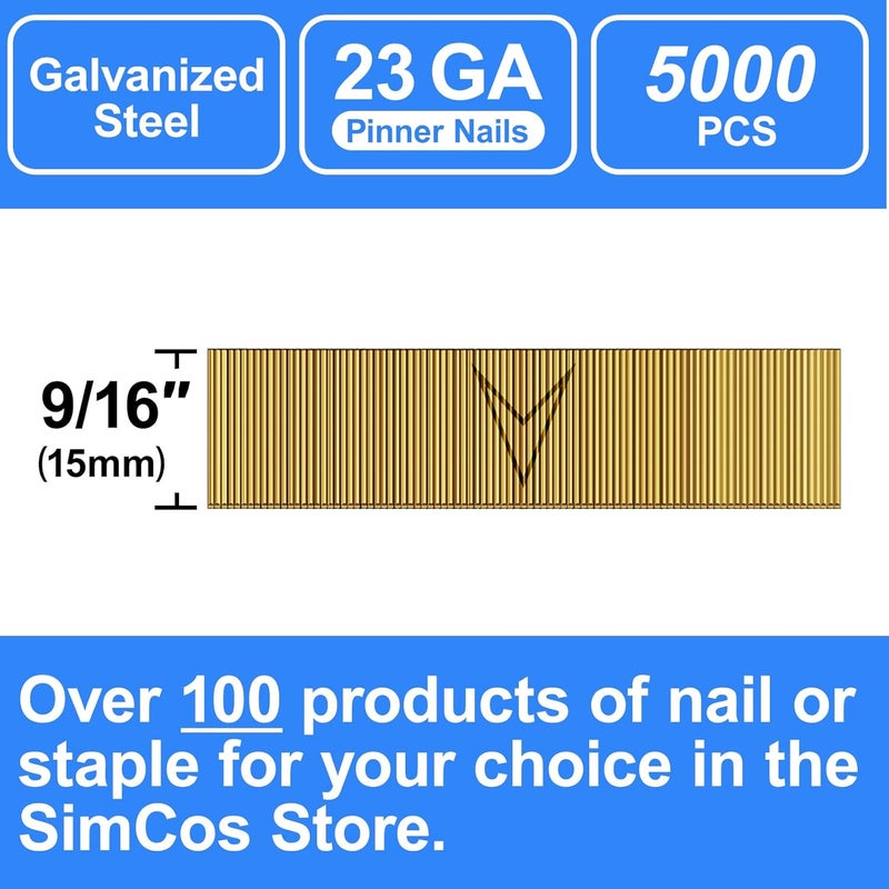 SimCos 23 Gauge Pinner Nails 1/2"~1-3/8" Headless Pin Nails for 23 GA Pneumatic or Electric Pinner or pin Gun (9/16"-5000 pcs) - Image 2